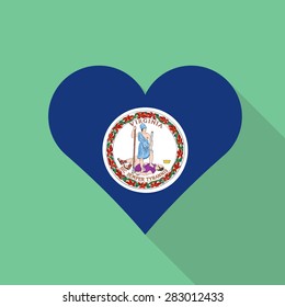 Virginia heart flag flat style with long shadow. Patriotic design. Vector EPS10