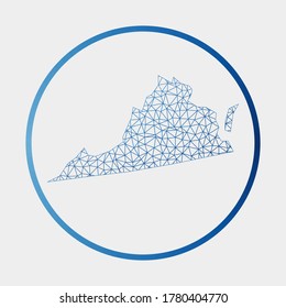 Virginia icon. Network map of the US state. Round Virginia sign with gradient ring. Technology, internet, network, telecommunication concept. Vector illustration.