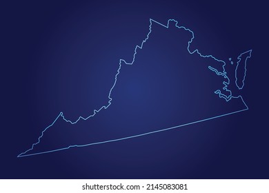 VIRGINIA Map of Abstract High Detailed Glow Blue Map on Dark Background logo illustration	