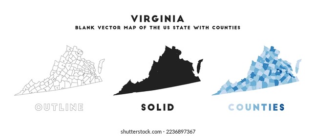 Virginia map. Borders of Virginia for your infographic. Vector us state shape. Vector illustration.