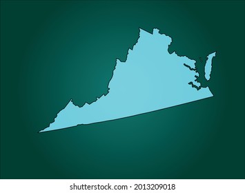 Virginia Map Cyan Color On Green Stock Vector (Royalty Free) 2013209018 ...