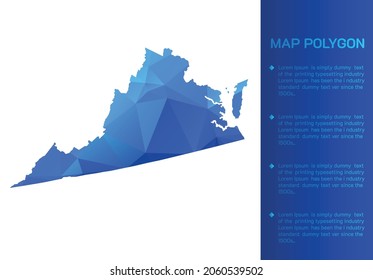 VIRGINIA map in geometric blue polygonal style modern design on white background. Vector illustration map in geometric blue polygonal style modern design on white background. Vector illustration.
