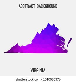 Virginia map in geometric polygonal,mosaic style.Abstract tessellation,modern design background,low poly. Vector illustration.