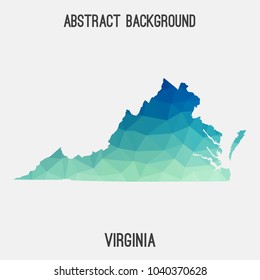 Virginia map in geometric polygonal,mosaic style.Abstract tessellation,modern design background,low poly. Geometric cover, mockup. Vector illustration.