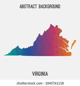 Virginia map in geometric polygonal,mosaic style.Abstract tessellation,modern design background,low poly. Geometric cover, mockup. Vector illustration.