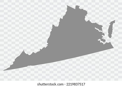 VIRGINIA Map grey Color on White Background  Png
