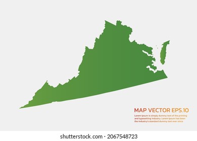 VIRGINIA map High Detailed green color. on white background. Abstract design vector illustration eps 10