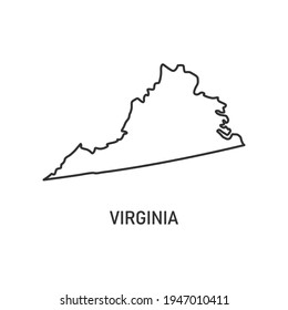 Virginia map icon isolated on white background. Vector illustration.