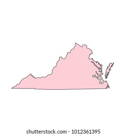 Virginia map isolated on white background silhouette. Virginia USA state.