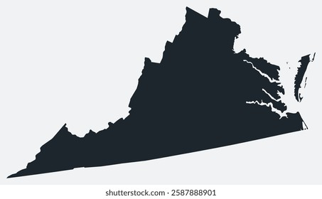 Virginia map. Just a simple border map. Shape of the state. Flat blank Virginia outline. Vector boundary illustration.