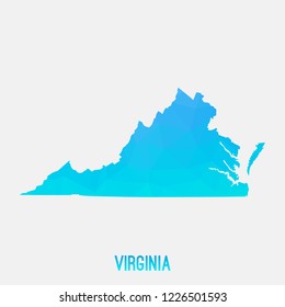 Virginia map low poly geometric polygonal,mosaic style,abstract tessellation,modern design background. Geometric cover, mockup. Vector illustration EPS10.
