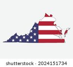Virginia Map on American Flag. VA, USA State Map on US Flag. EPS Vector Graphic Clipart Icon