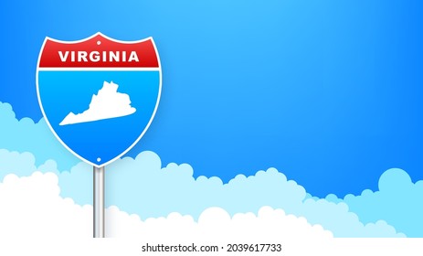 Virginia map on road sign. Welcome to State of Virginia. Vector illustration.