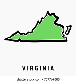 Virginia Map Outline - Smooth Simplified US State Shape Map Vector.