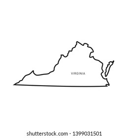Virginia Map Outline Vector Design Template. Editable Stroke