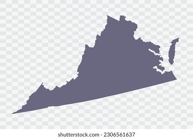 VIRGINIA Map pewter Color on White Background quality files Png