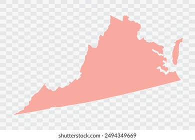 VIRGINIA Map salmon Color Background quality files png