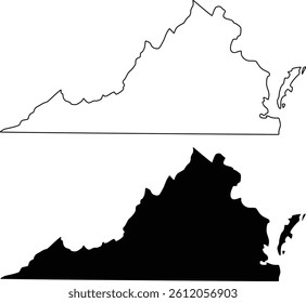Virginia Map Silhouette Flat and Outline Design
