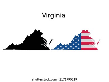 Virginia Map Silhouette and Icon Vector Illustration 
