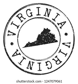 Virginia map Silhouette Postal Passport. Stamp Round Vector Icon Seal Badge Illustration Mail.