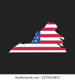 Virginia. Map of the state and American flag. Vector Illustration.