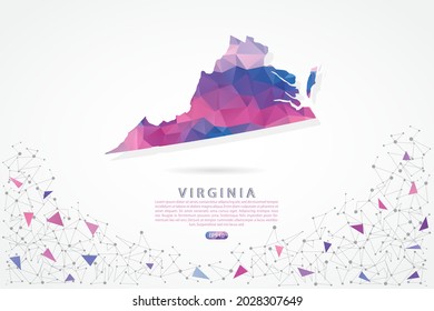 Virginia map - State of USA Map International vector template with polygon pink color gradient isolated on white background for education, website, banner - Vector illustration eps 10