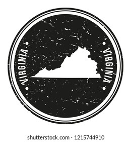 Virginia Map Symbol Round Design Stamp Travel and Business