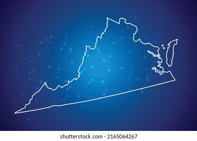 VIRGINIA Map Technology  with network connection background