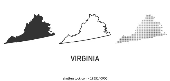 Virginia Map. Map Of The United States Of America Made Of Dots, Line And Whole. Vector Illustration.