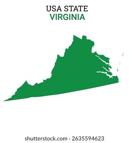 Virginia map of USA state. Virginia map vector illustration. Virginia vector map on white background.