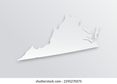 Virginia Map - USA, United States Of America Map Vector Template With 3D, Paper Style Including Shadow And White Color On Grey Background For Design, Infographic - Vector Illustration Eps 10