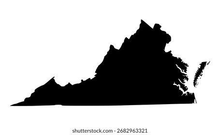 Mapa de Virginia. Virginia EE.UU. mapa Vector. Mapa de la silueta de Virginia sobre fondo blanco