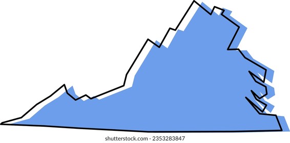 virginia map, virginia vector angled stylized, virginia outline stylized, virginia