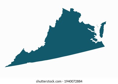 VIRGINIA map vector. blue color on white background.