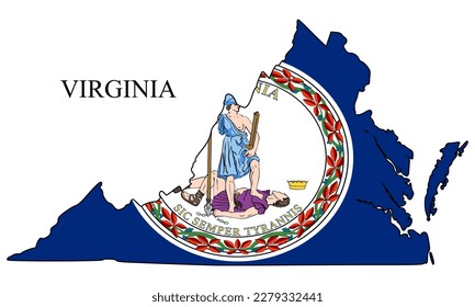 Ilustración vectorial del mapa de Virginia. Economía global. Estado en Estados Unidos. América del Norte. Estados Unidos. Estados Unidos. EE.UU.