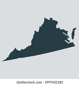 VIRGINIA map vector, isolated on gray background