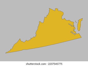 Virginia map vector, Isolated on gray background