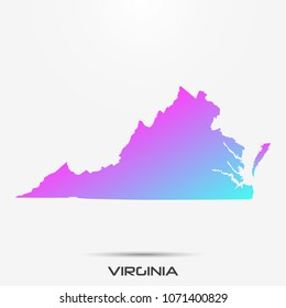 Virginia map,border with pink and turquoise gradient. Vector illustration
