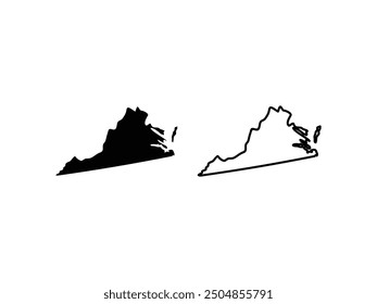 Virginia maps vector isolated on a transparent background