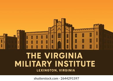 Virginia Military Institute is showcased in this stunning sunset scene, blending the beauty of the institution’s rich military history with the vibrant colors of a setting sun.