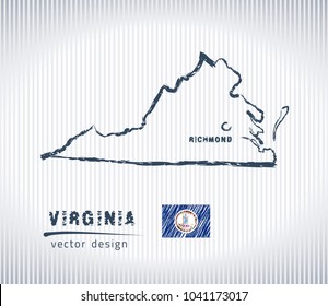 Virginia national vector drawing map on white background