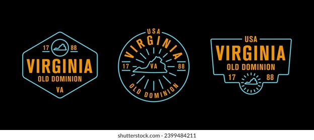 Virginia - Old Dominion. Virginia state logo, label, poster. Vintage poster. Print for T-shirt, typography. Vector illustration