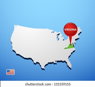 Virginia on USA map