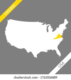 Virginia on USA map vector
