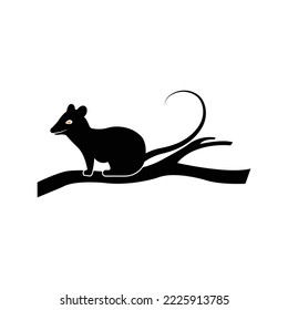 Virginia opossum short tail icon | Black Vector illustration |