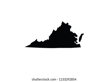 Virginia Outline Map Black USA State Borders Black Vector Illustration