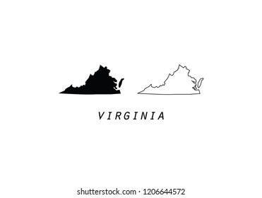 Virginia Outline Map State Shape USA America Borders