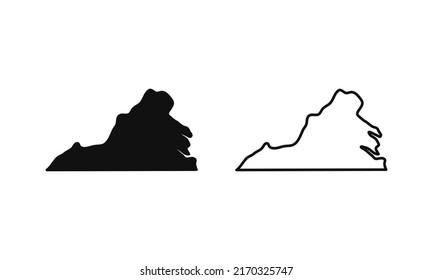 Virginia outline state of USA. Map in black and white color options. Vector Illustration.