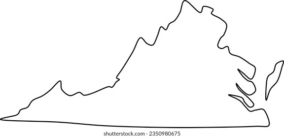 virginia outline vector map transparent, virginia black border outline map