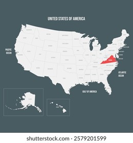 Virginia - Red Vector Map of Virginia